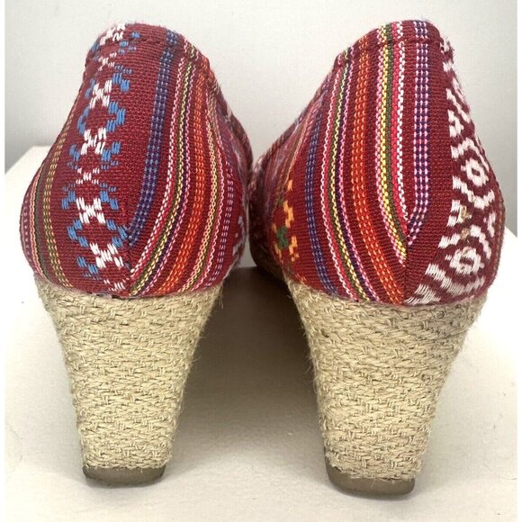 Sonoma Womens Espadrilles Wedge Sandals Peep Toe Summer Shoes Red Size 7.5 - Picture 5 of 10